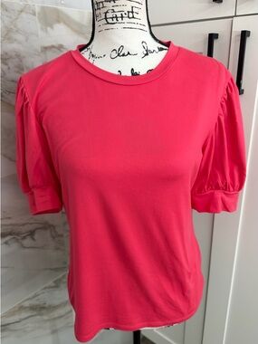 Women's Philosophy Puffed Sleeve Crewneck Summer Top - Pink soft